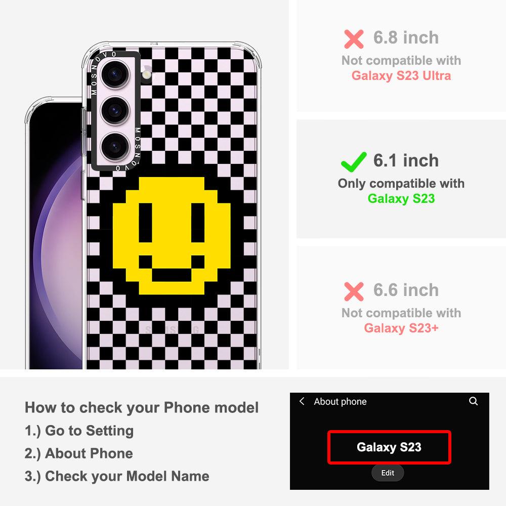 Smile Checkered Phone Case - Samsung Galaxy S23 Case