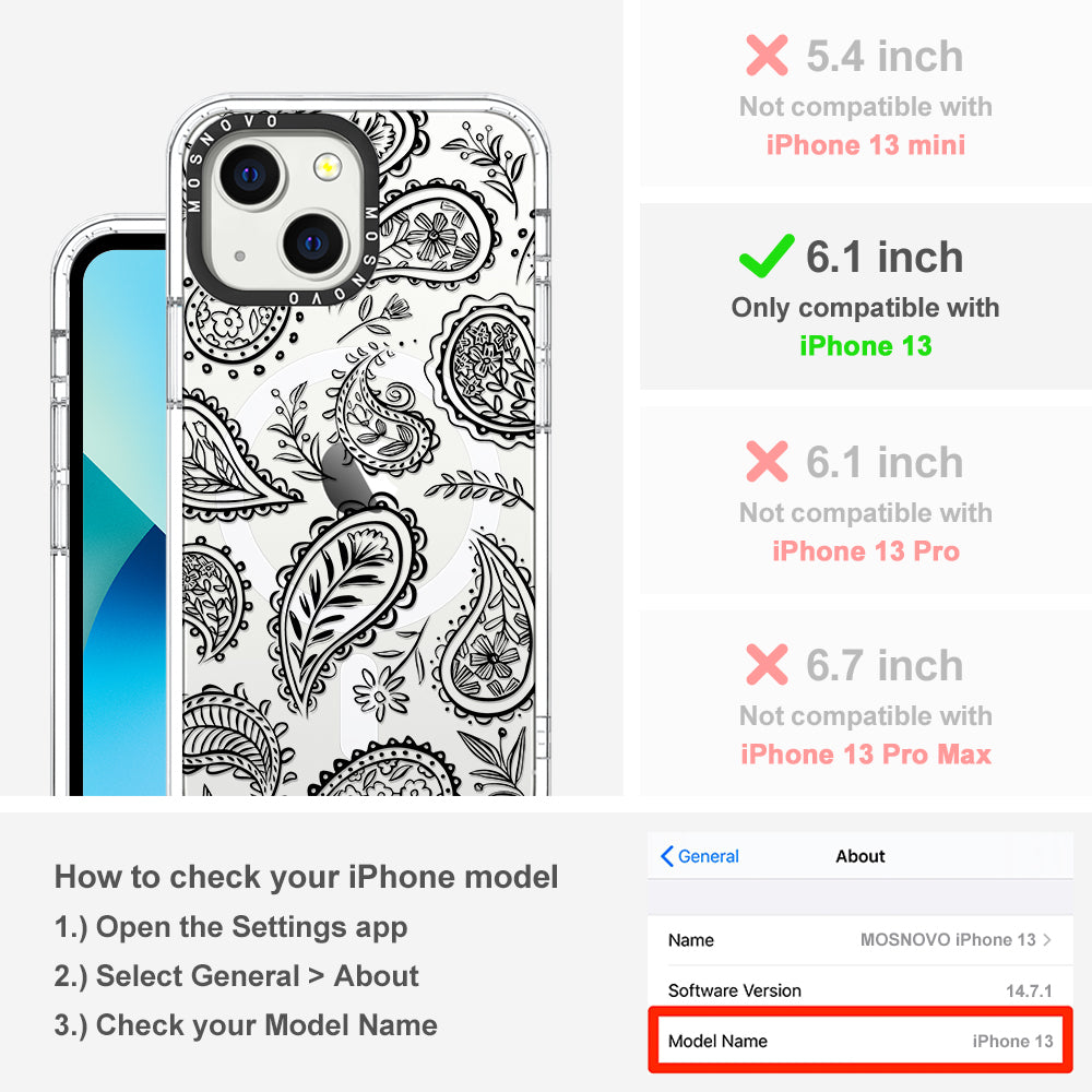 Black Paisley Phone Case - iPhone 13 Case - MOSNOVO