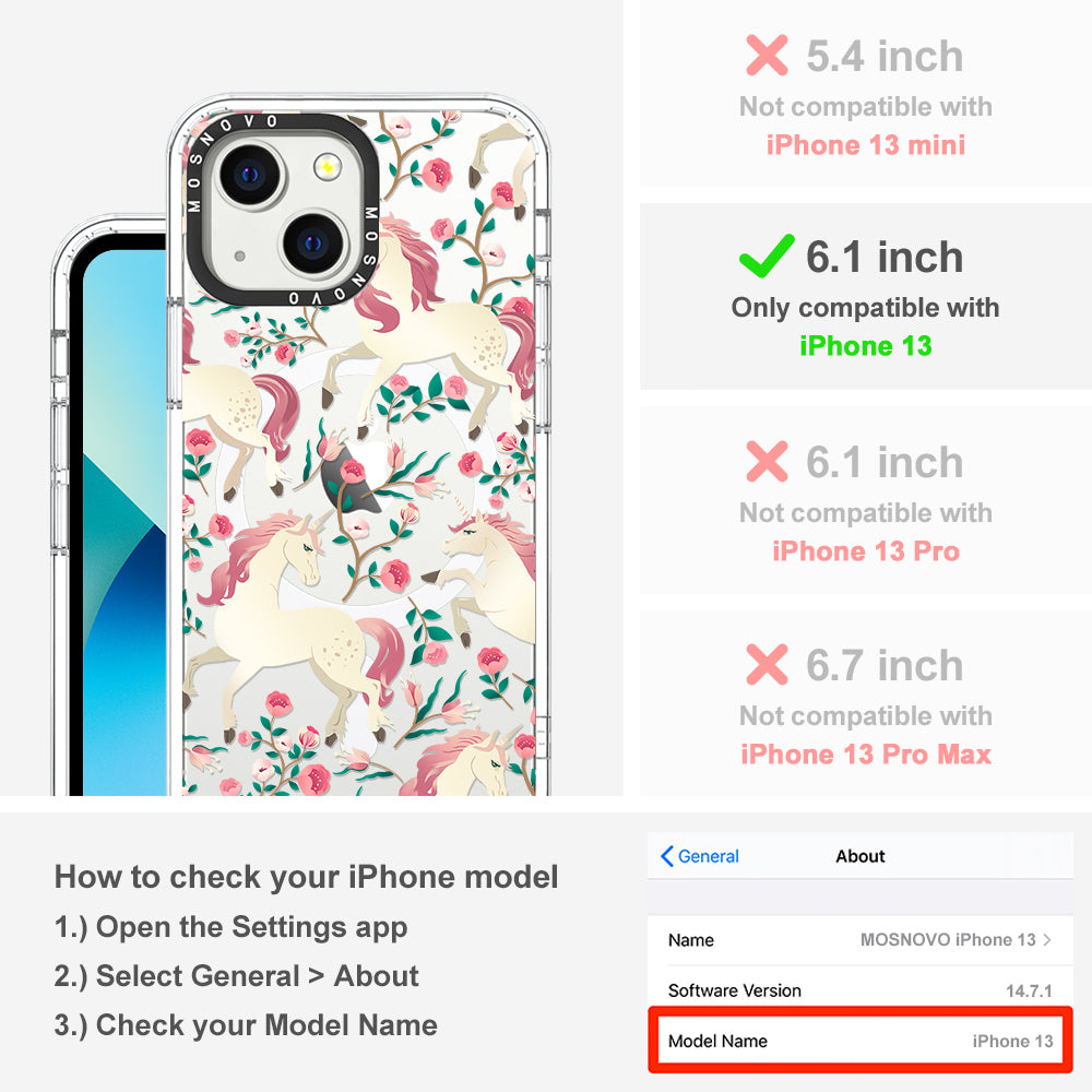 Unicorn with Floral Phone Case - iPhone 13 Case - MOSNOVO