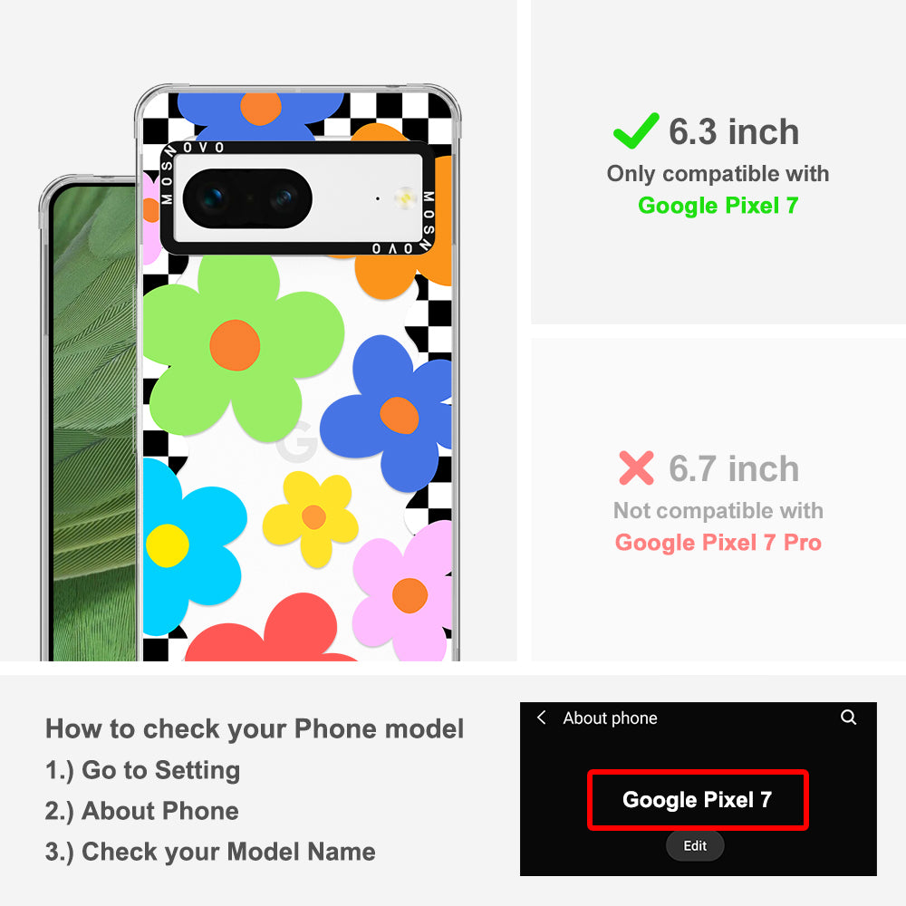 60's Checkered Floral Phone Case - Google Pixel 7 Case