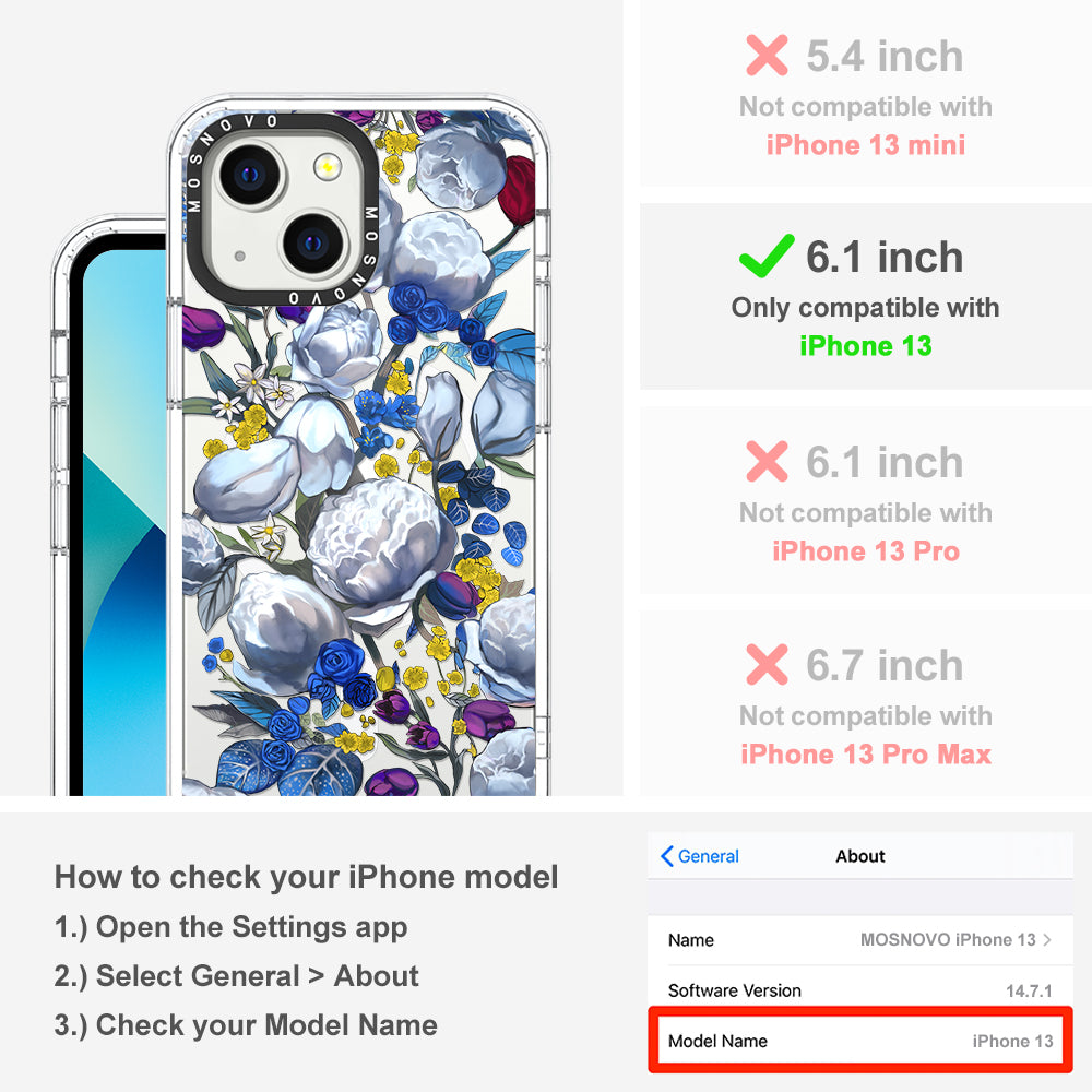 Purple Blue Floral Phone Case - iPhone 13 Case - MOSNOVO