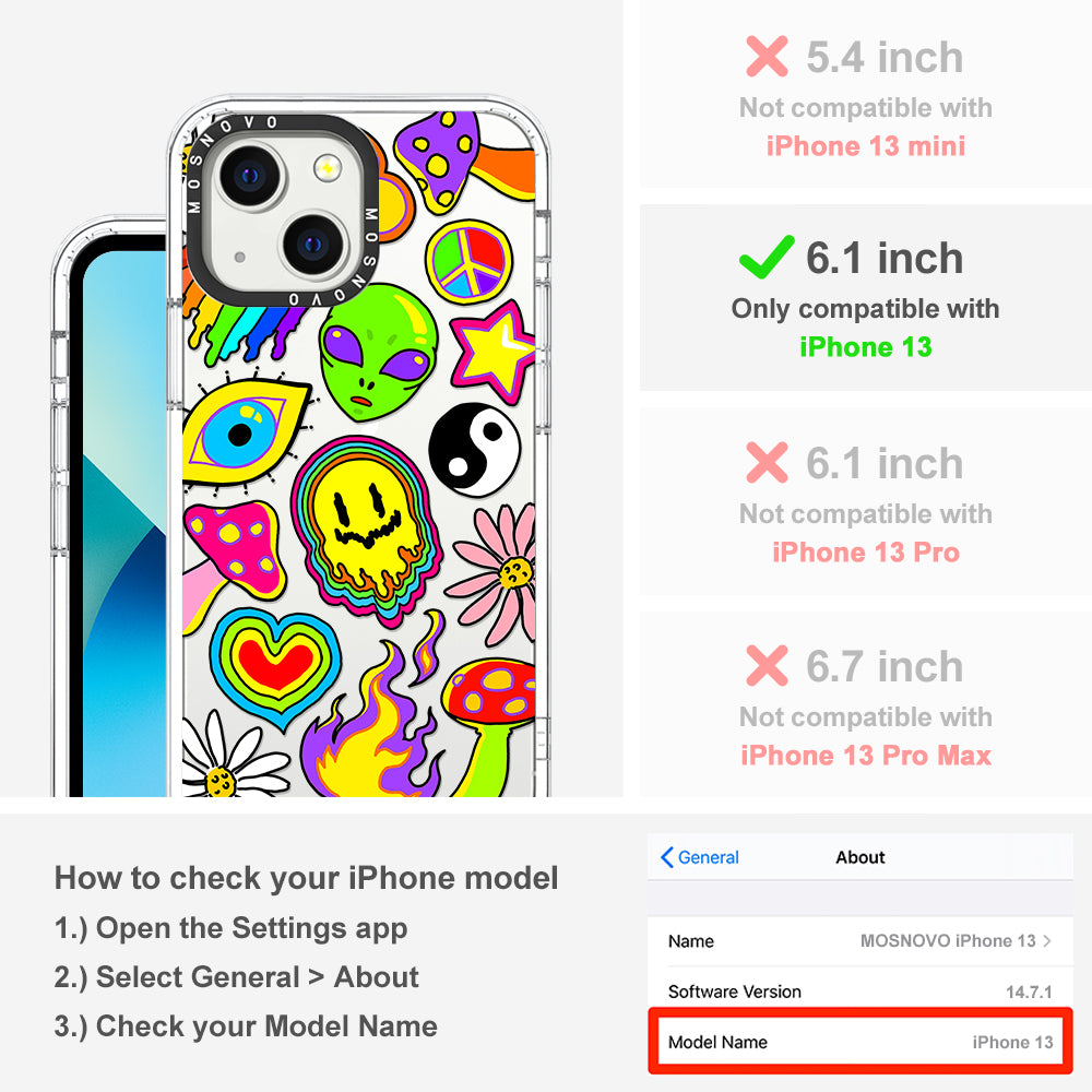 Hippie Rainbow Face Love Phone Case - iPhone 13 Case - MOSNOVO