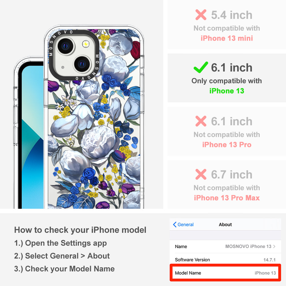 Purple Blue Floral Phone Case - iPhone 13 Case - MOSNOVO