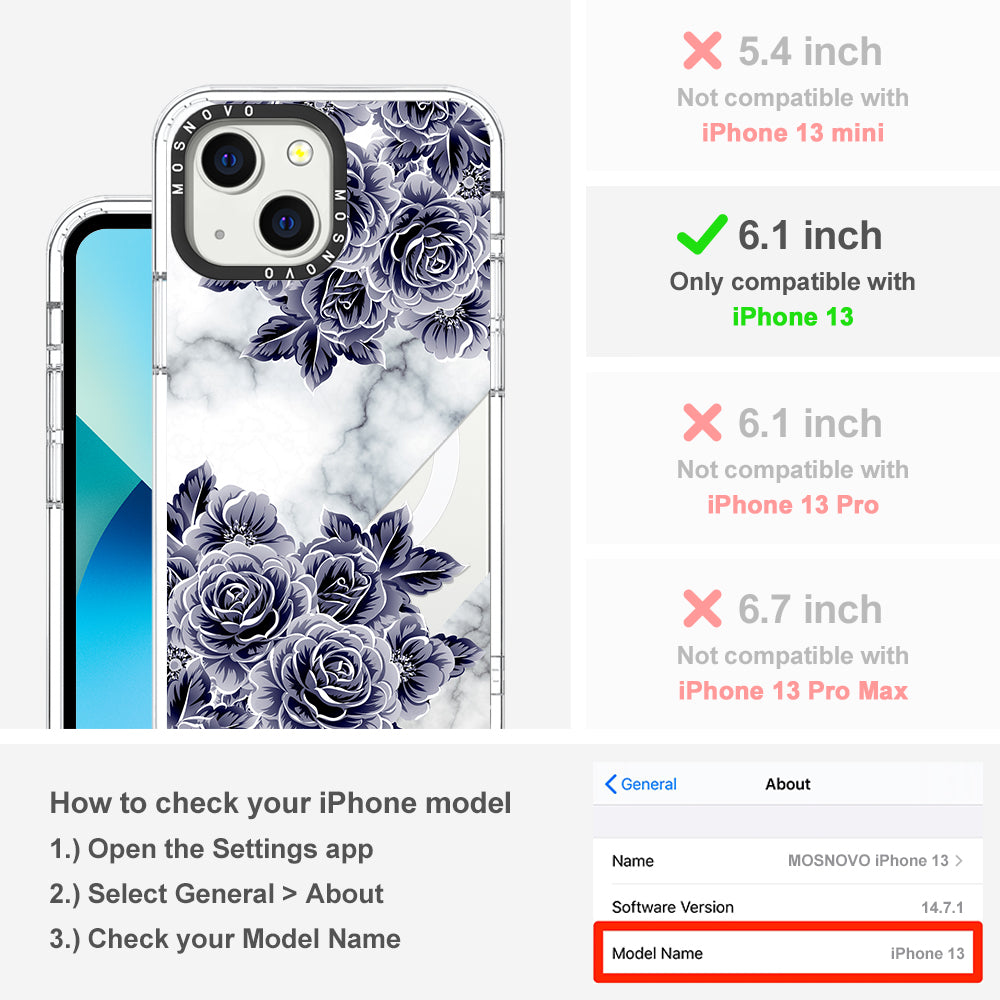 Marble with Purple Flowers Phone Case - iPhone 13 Case - MOSNOVO