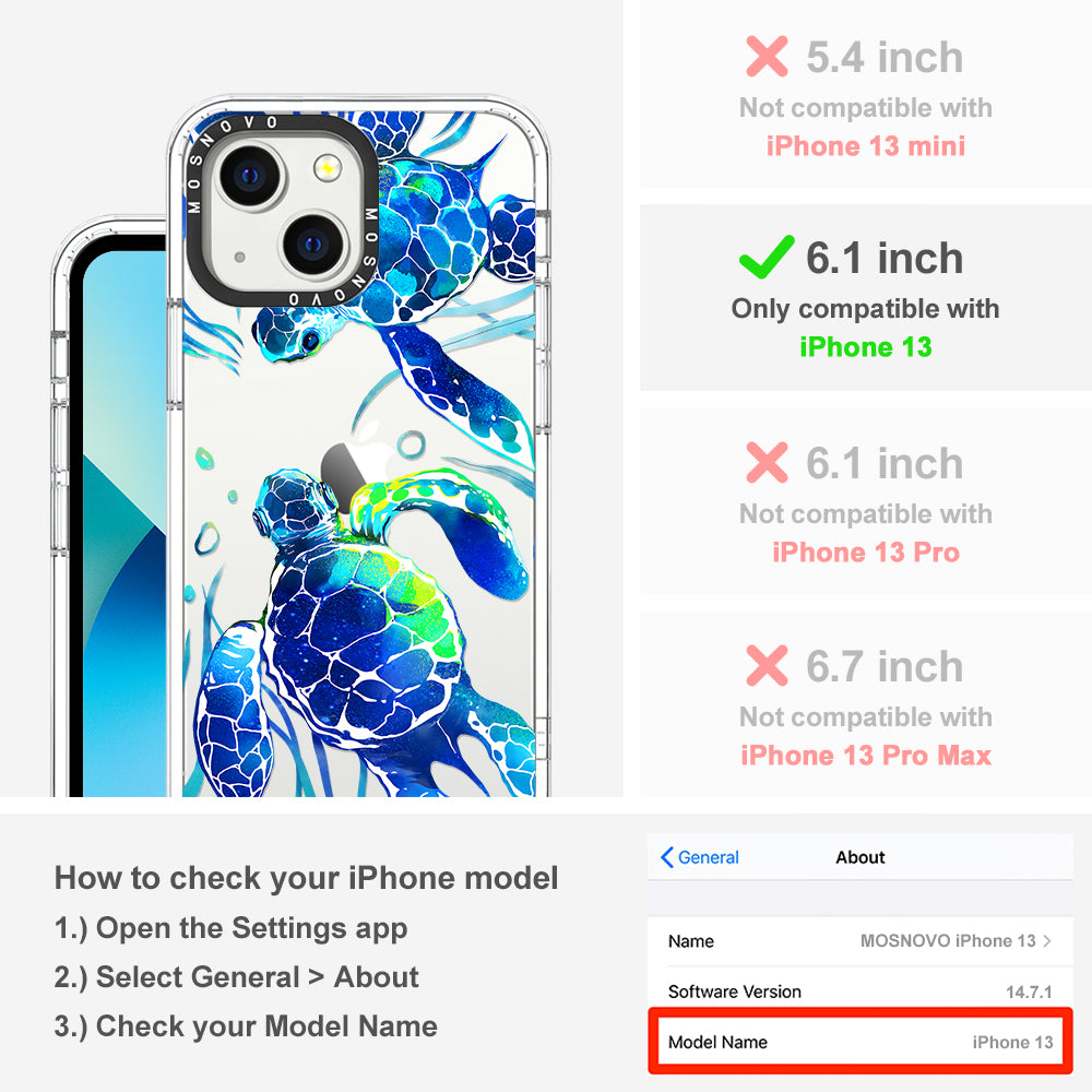 Blue Sea Turtle Phone Case - iPhone 13 Case - MOSNOVO