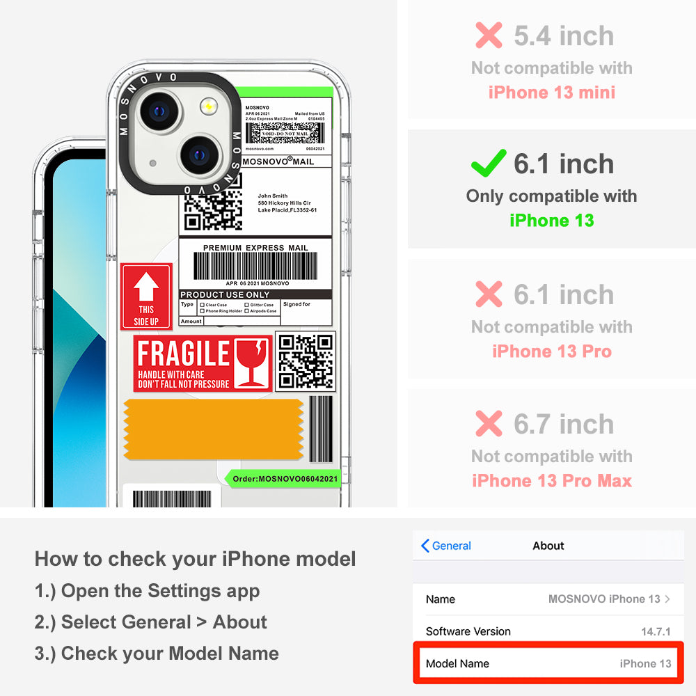 MOSNOVO LABEL Phone Case - iPhone 13 Case - MOSNOVO