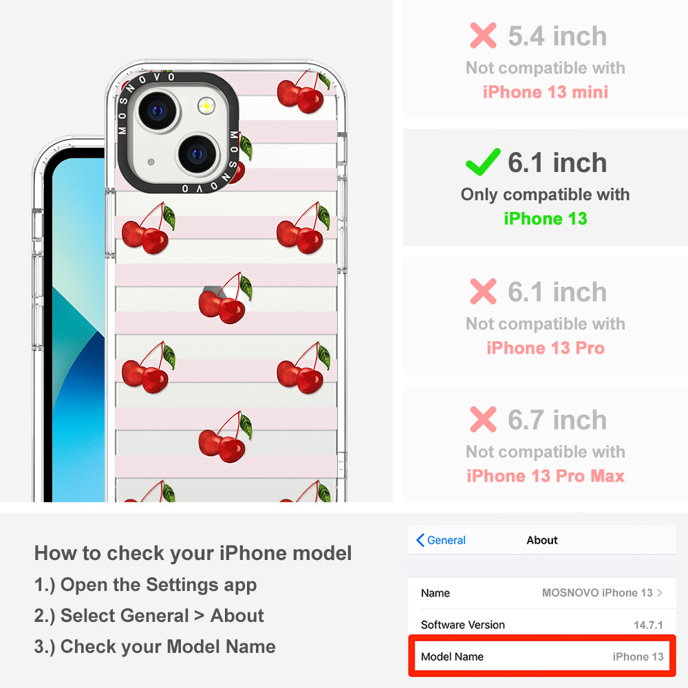 Pink Stripes Cherry Phone Case - iPhone 13 Case - MOSNOVO