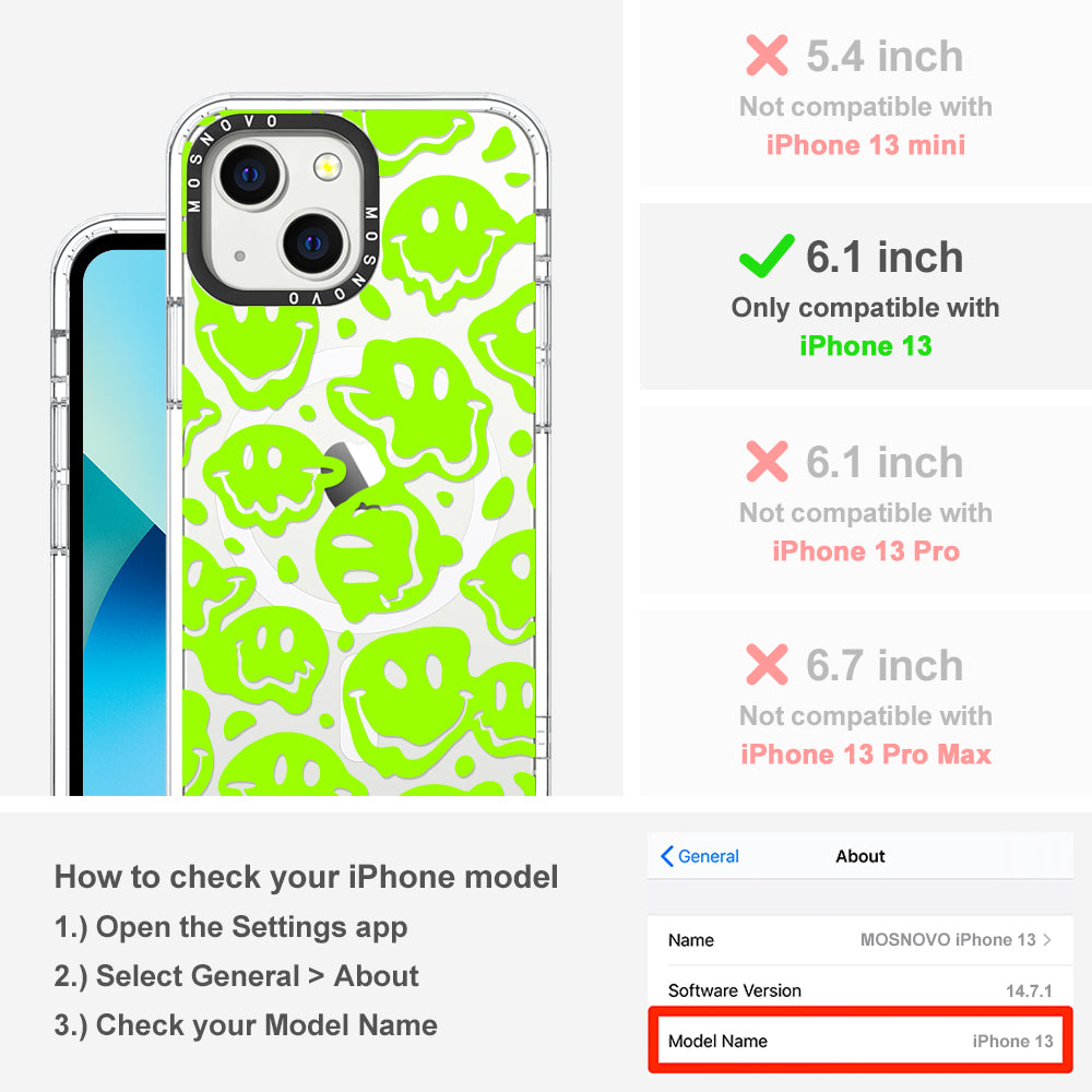Distorted Green Smiles Face Phone Case - iPhone 13 Case - MOSNOVO