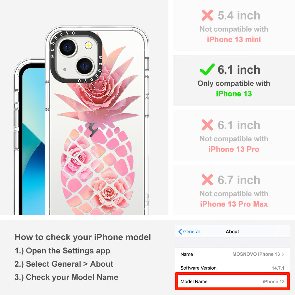Pink Floral Pineapple Phone Case - iPhone 13 Case - MOSNOVO