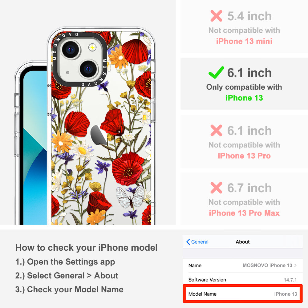 Poppy Floral Phone Case - iPhone 13 Case - MOSNOVO