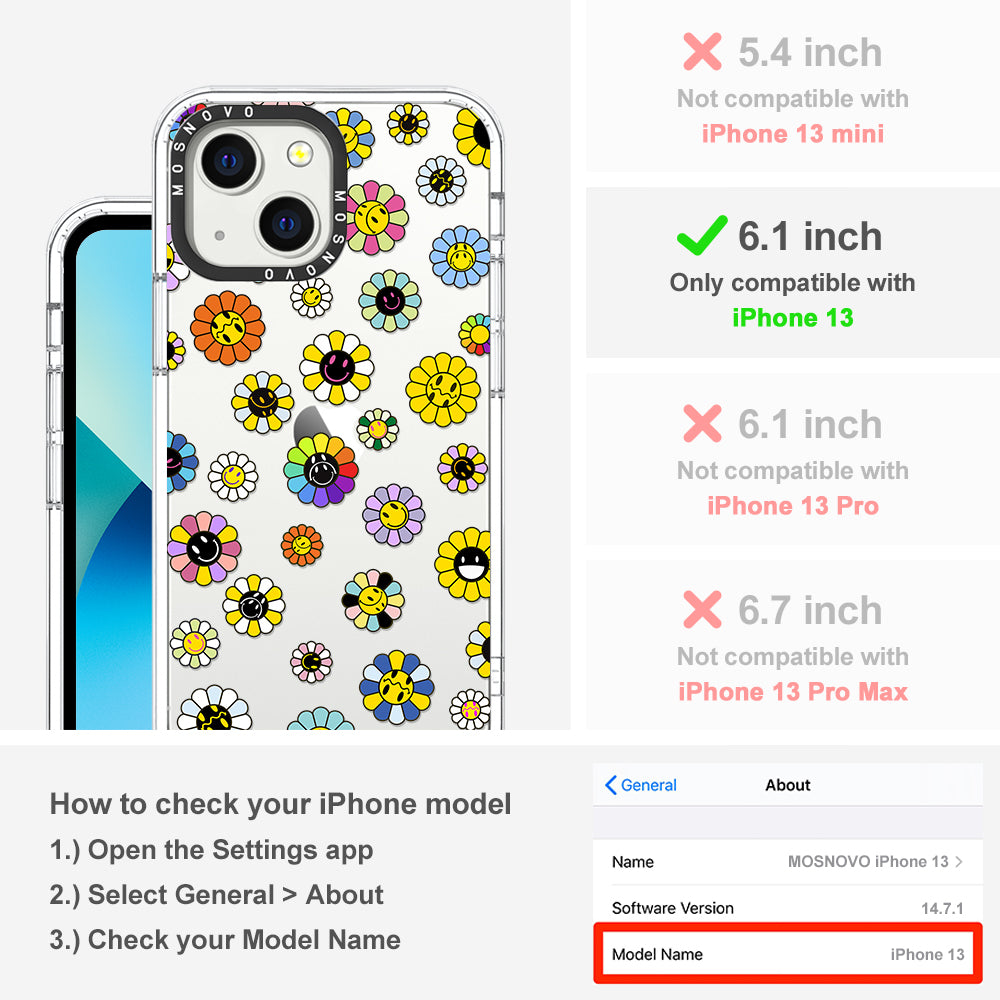 Flower Smiley Face Phone Case - iPhone 13 Case - MOSNOVO