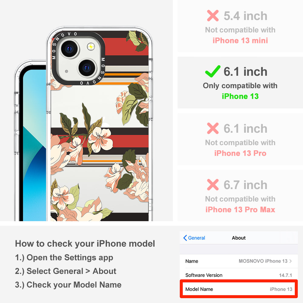 Classic Stripe Floral Phone Case - iPhone 13 Case - MOSNOVO