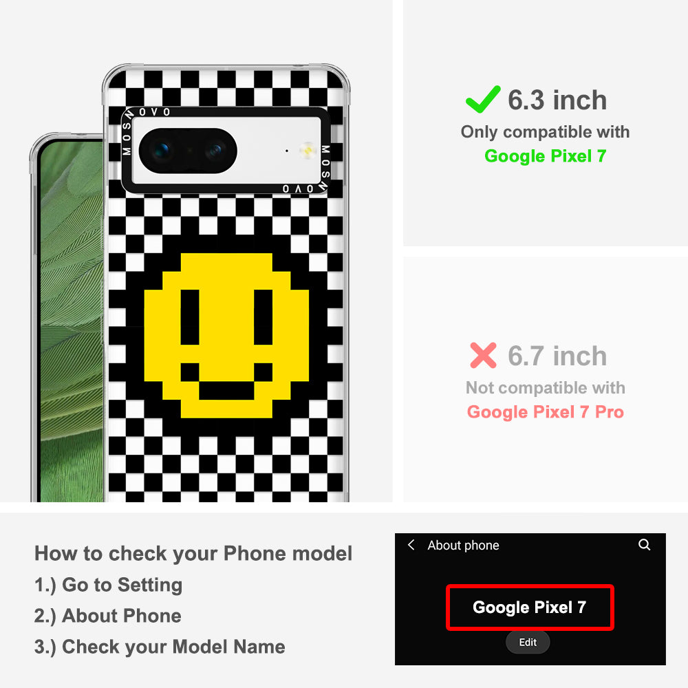 Smile Checkered Phone Case - Google Pixel 7 Case