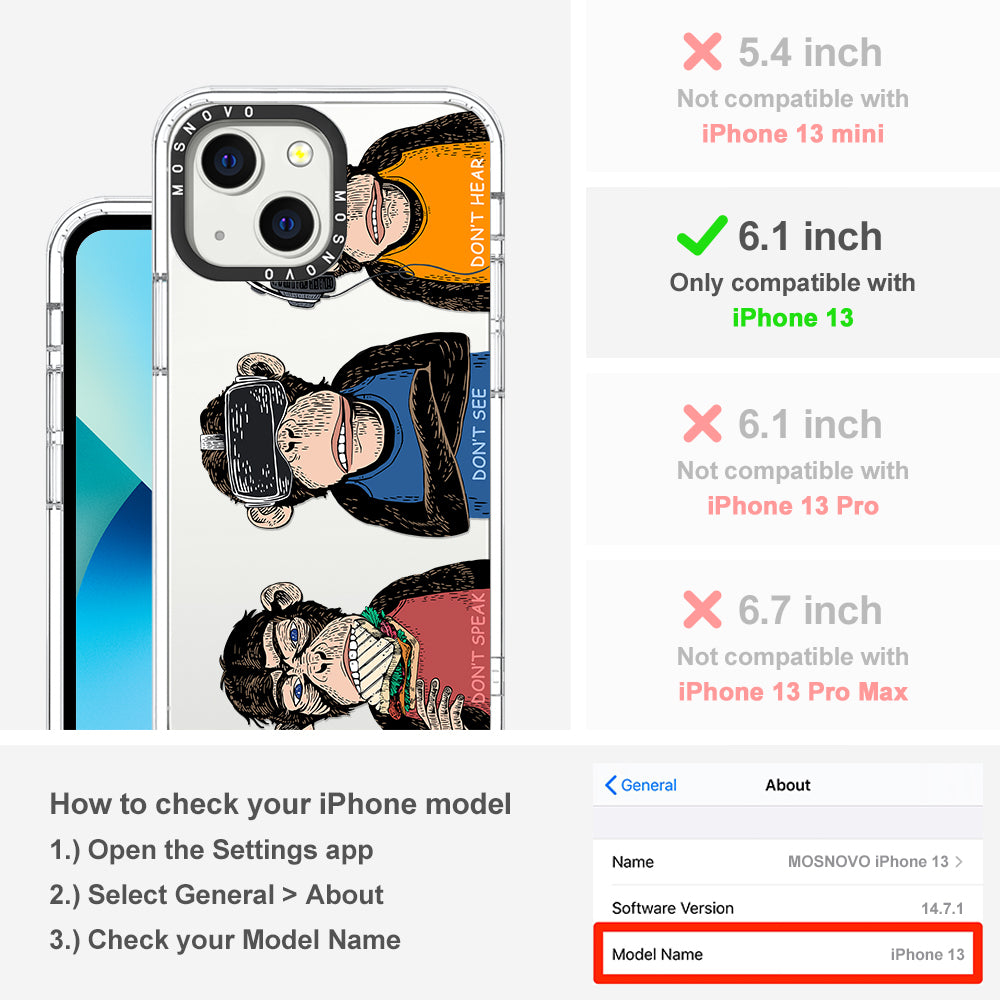 Don't Speak, Don't See,Don't Hear Phone Case - iPhone 13 Case - MOSNOVO