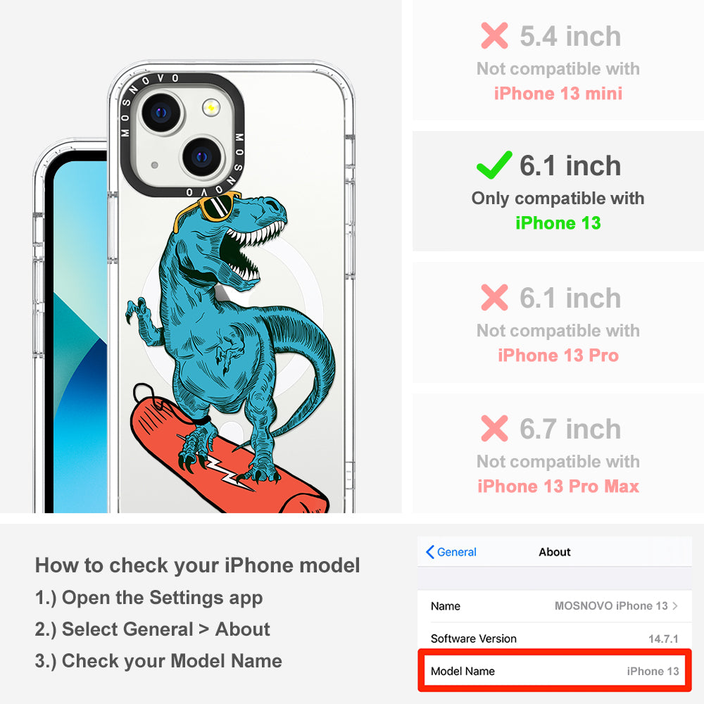 Surfing Dinosaur Phone Case - iPhone 13 Case - MOSNOVO