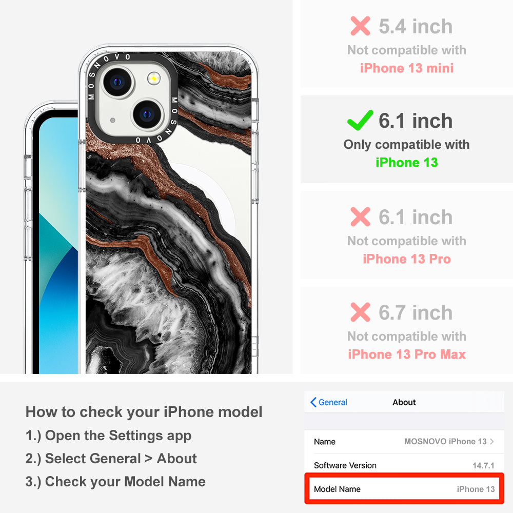 Black Agate Phone Case - iPhone 13 Case - MOSNOVO