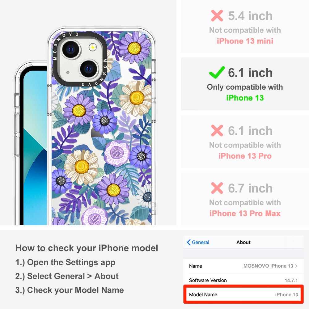 Purple Floral Phone Case - iPhone 13 Case - MOSNOVO