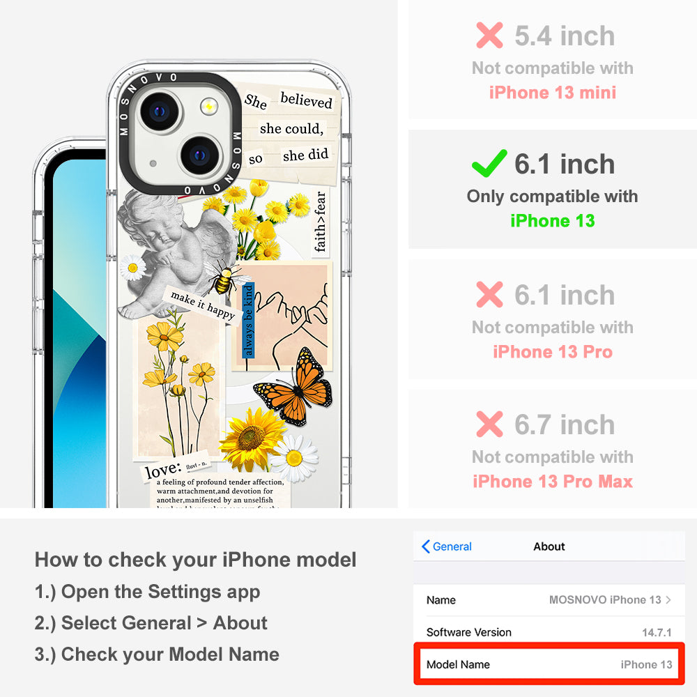Vintage Collage Sunflower Butterfly Phone Case - iPhone 13 Case - MOSNOVO