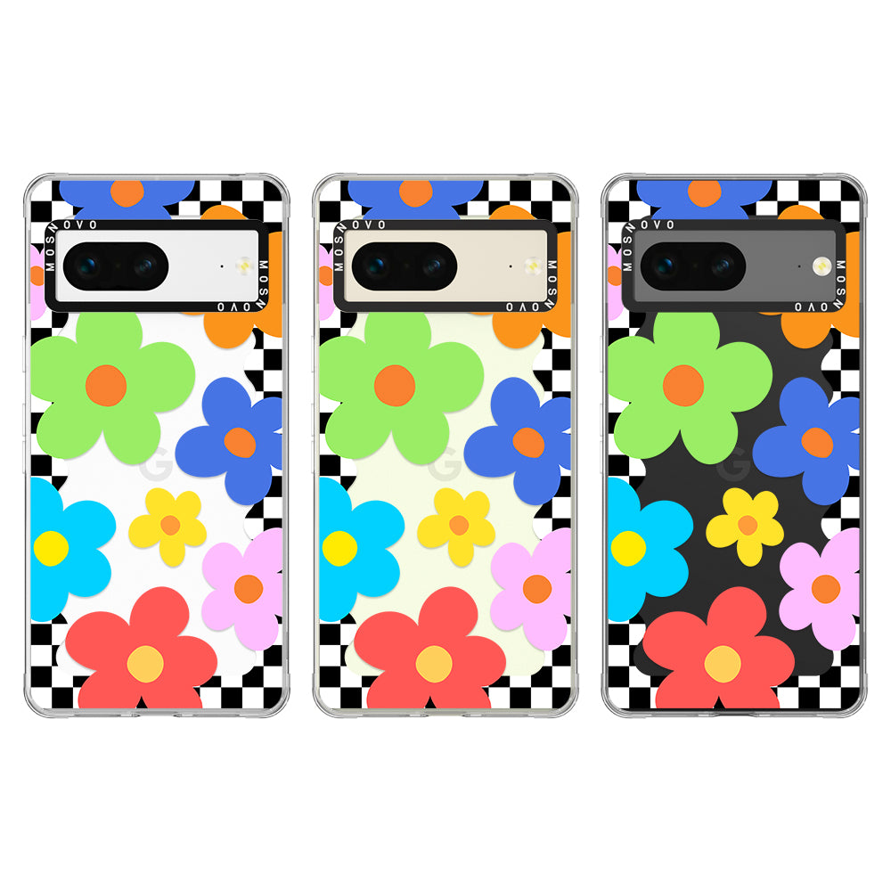 60's Checkered Floral Phone Case - Google Pixel 7 Case