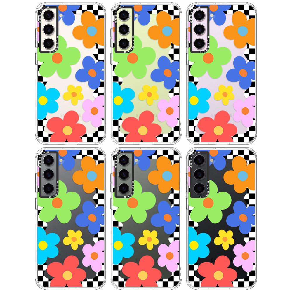 60's Checkered Floral Phone Case - Samsung Galaxy S23 Plus Case