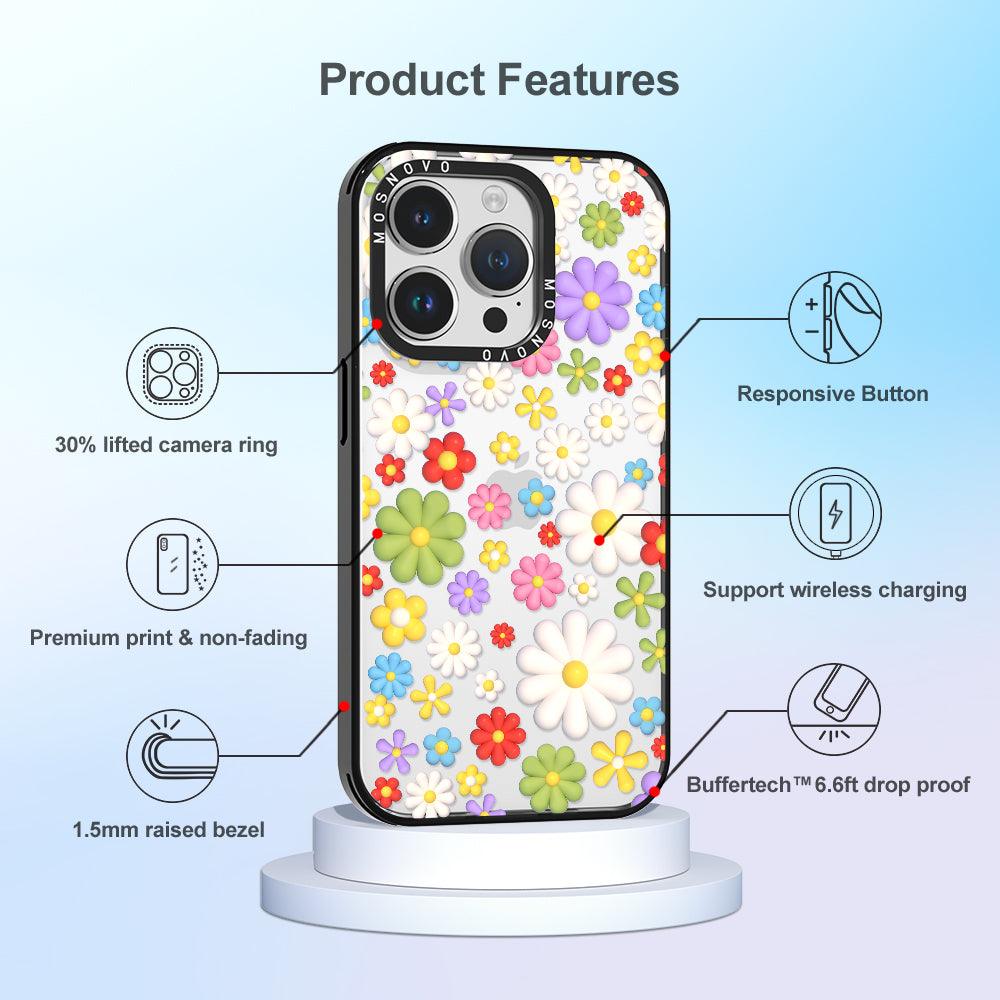3D Flowers Phone Case - iPhone 14 Pro Case - MOSNOVO