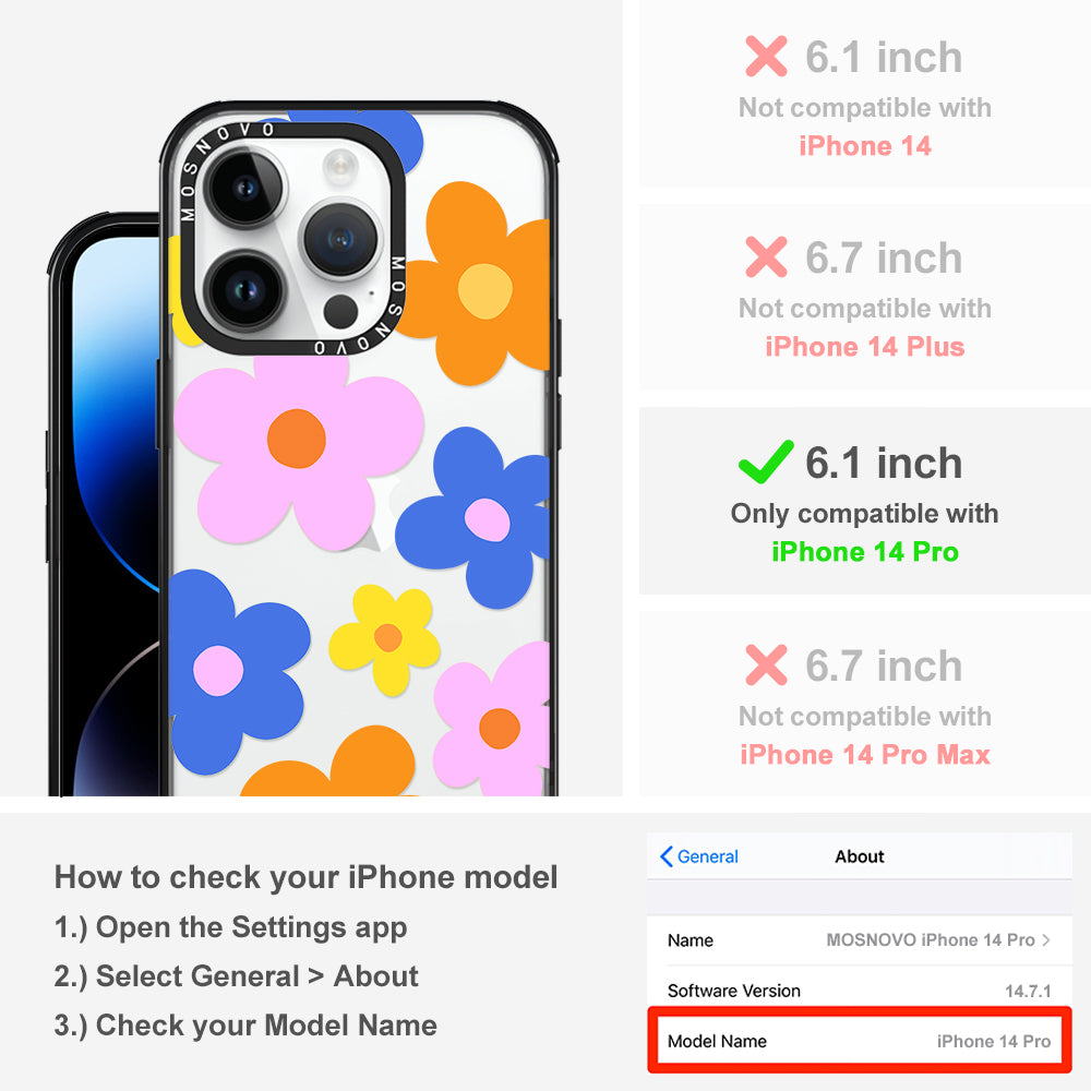 60's Groovy Flower Phone Case - iPhone 14 Pro Case - MOSNOVO