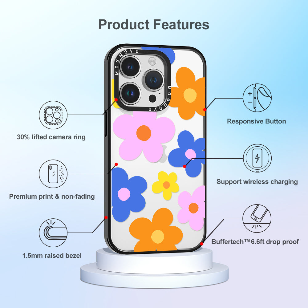 60's Groovy Flower Phone Case - iPhone 14 Pro Case - MOSNOVO