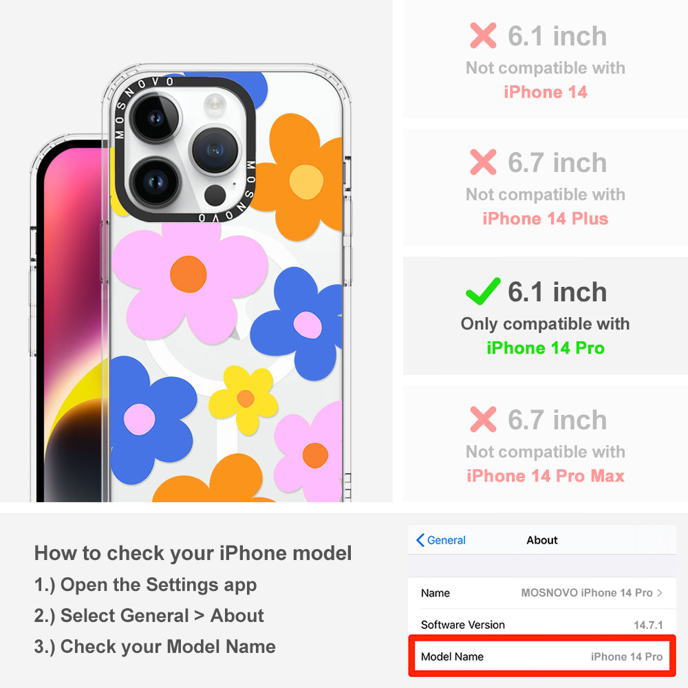 60's Groovy Flower Phone Case - iPhone 14 Pro Case - MOSNOVO