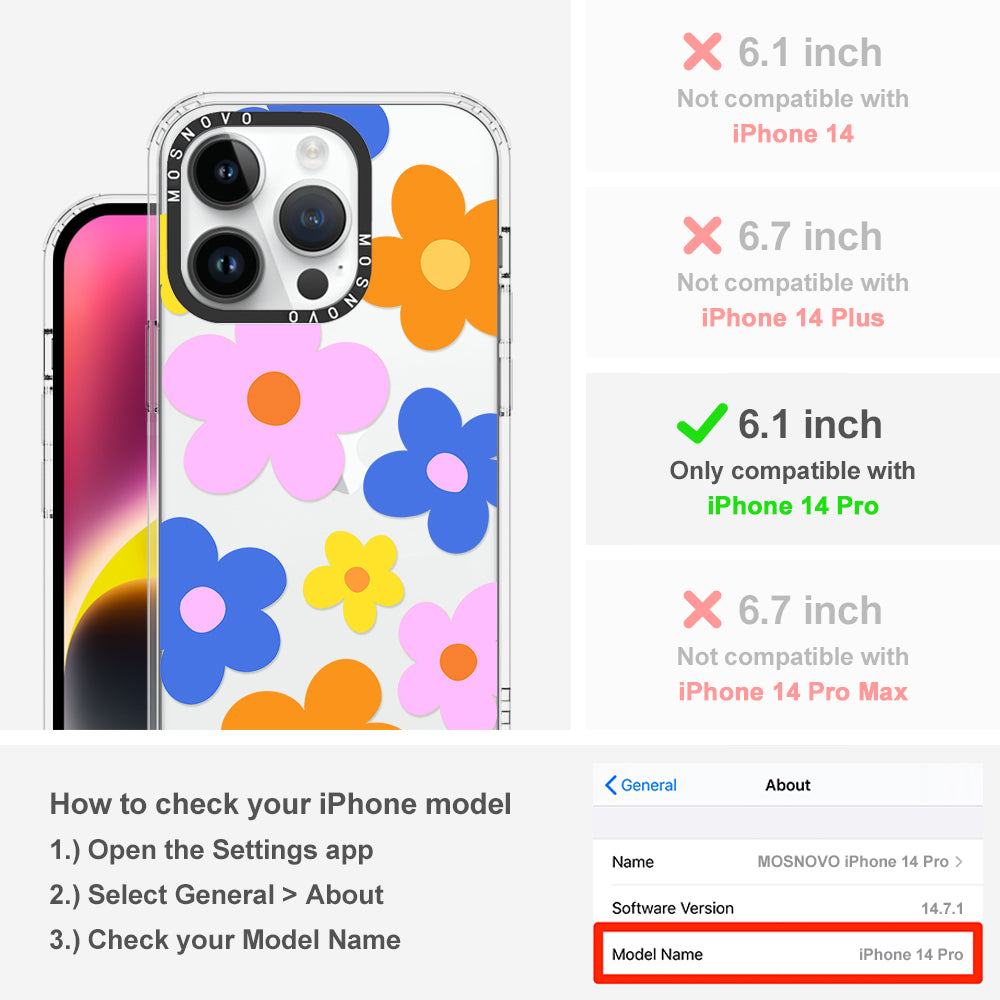 60's Groovy Flower Phone Case - iPhone 14 Pro Case - MOSNOVO