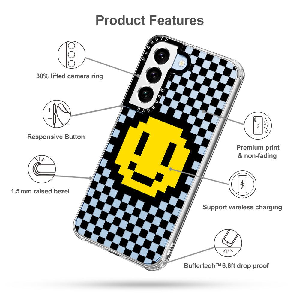 Smile Checkered Phone Case - Samsung Galaxy S22 Plus Case