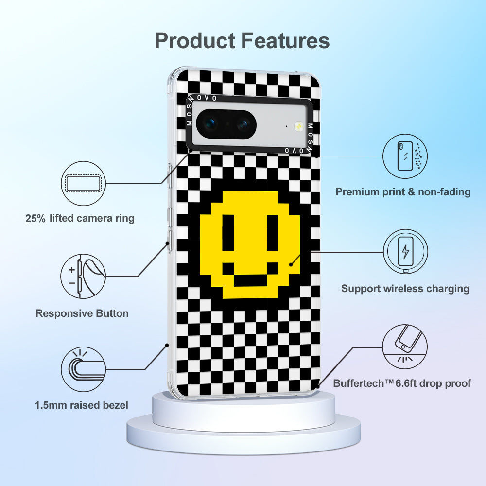 Smile Checkered Phone Case - Google Pixel 7 Case