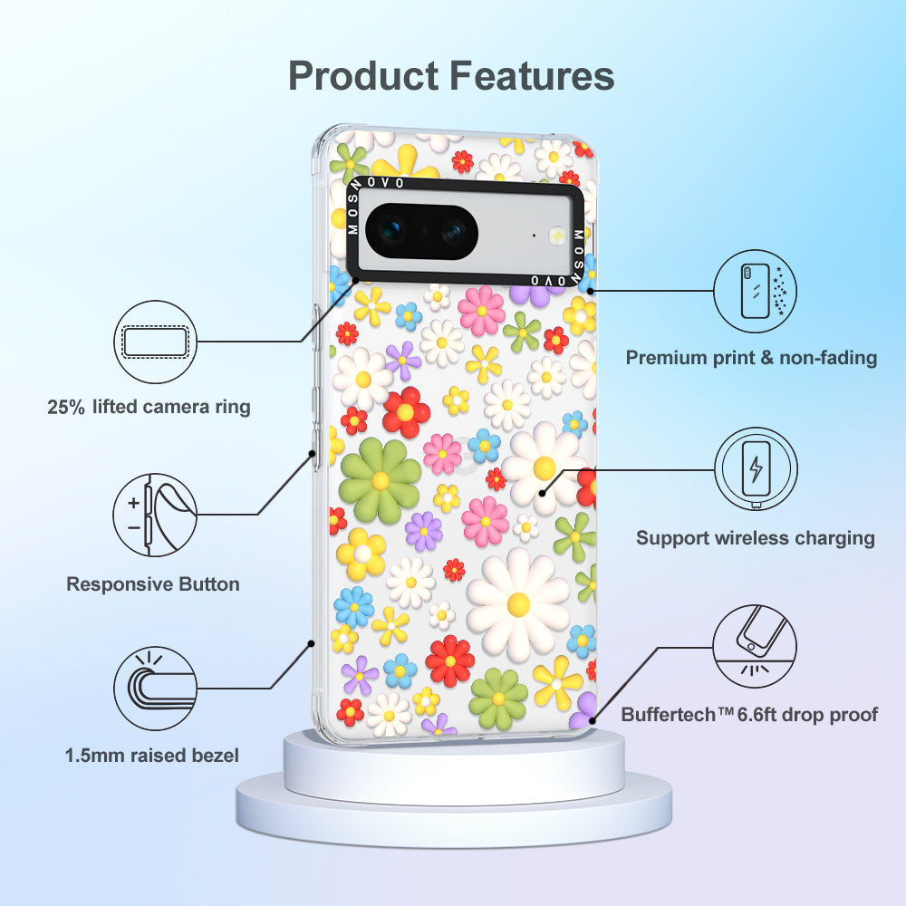 3D Flowers Phone Case - Google Pixel 7 Case