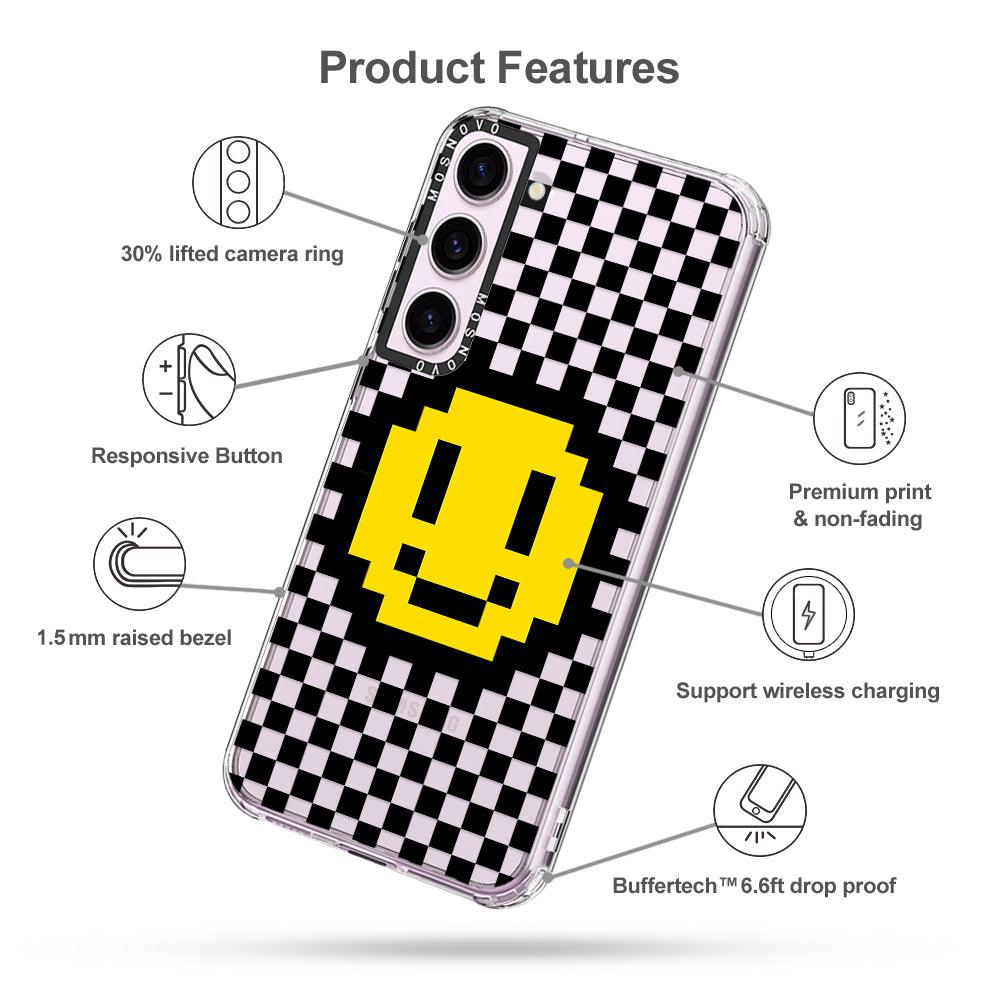 Smile Checkered Phone Case - Samsung Galaxy S23 Case