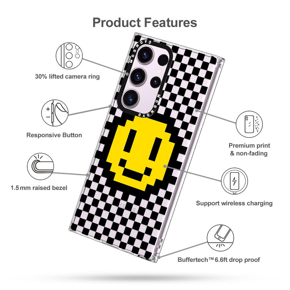 Smile Checkered Phone Case - Samsung Galaxy S23 Ultra Case