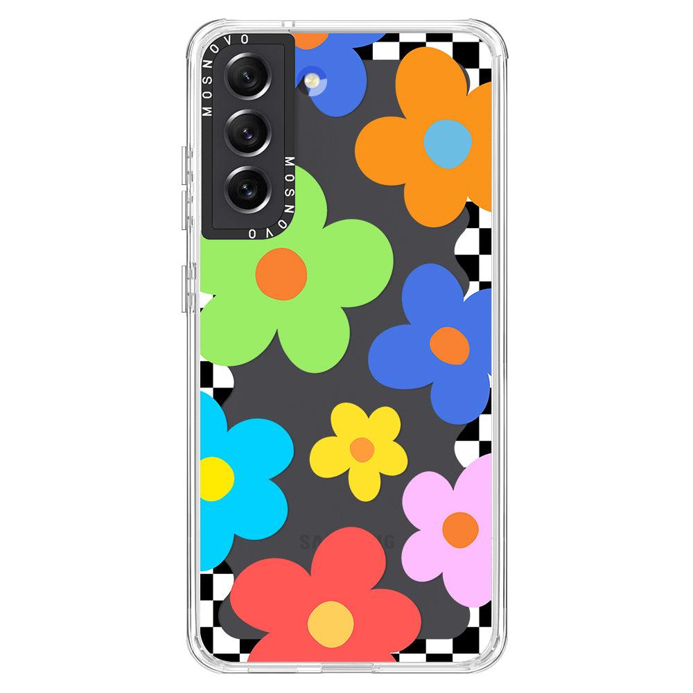 60's Checkered Floral Phone Case - Samsung Galaxy S21 FE Case