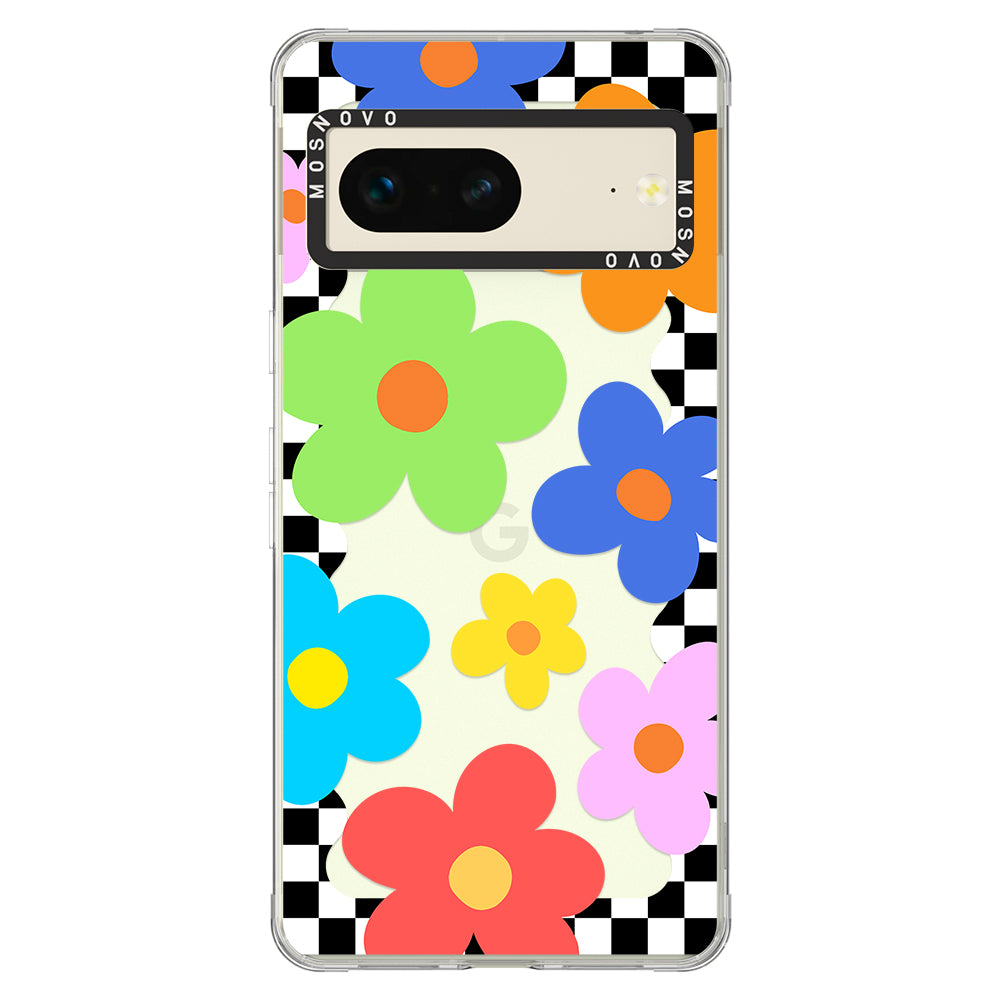 60's Checkered Floral Phone Case - Google Pixel 7 Case