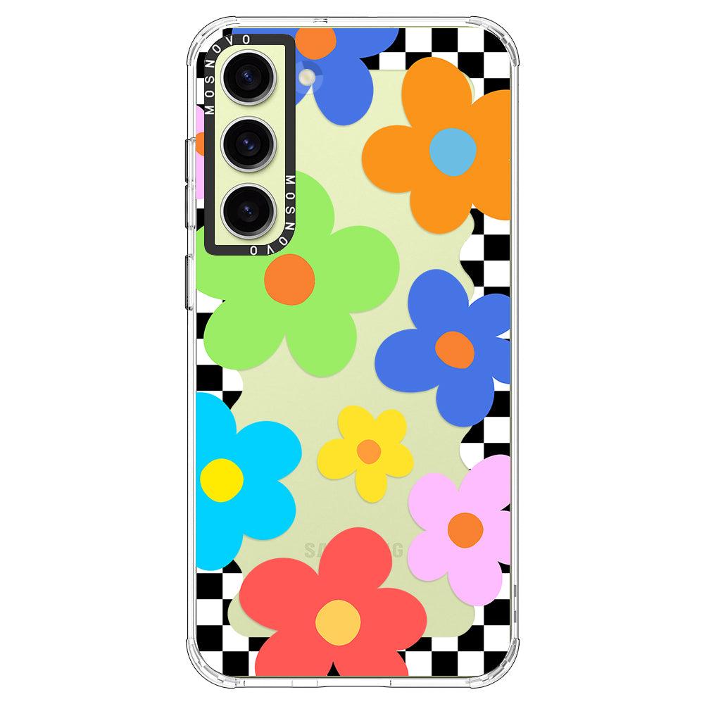 60's Checkered Floral Phone Case - Samsung Galaxy S23 Case