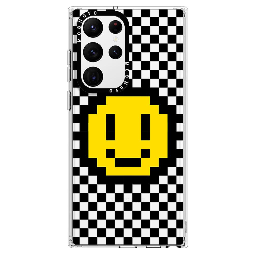 Smile Checkered Phone Case - Samsung Galaxy S22 Ultra Case