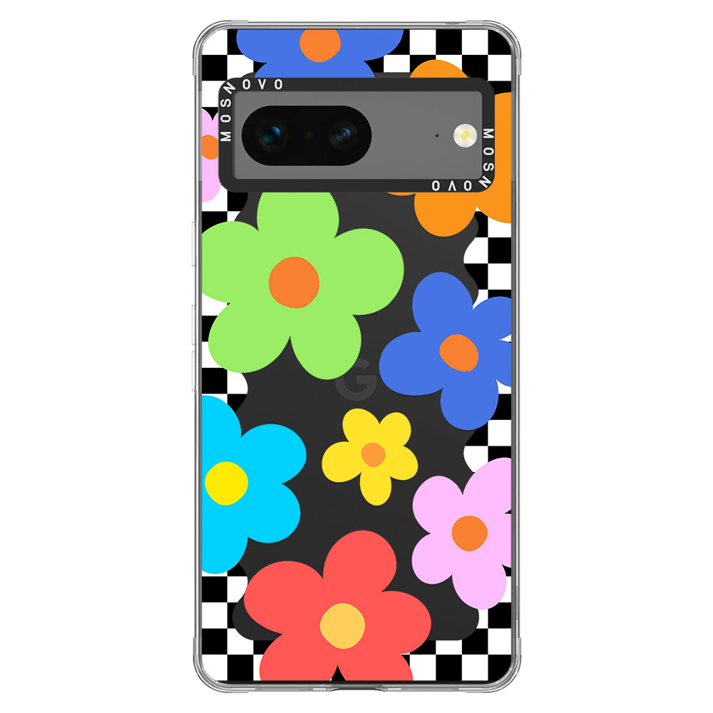 60's Checkered Floral Phone Case - Google Pixel 7 Case