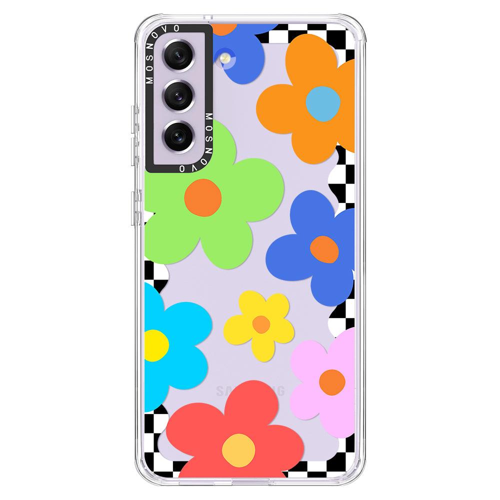 60's Checkered Floral Phone Case - Samsung Galaxy S21 FE Case