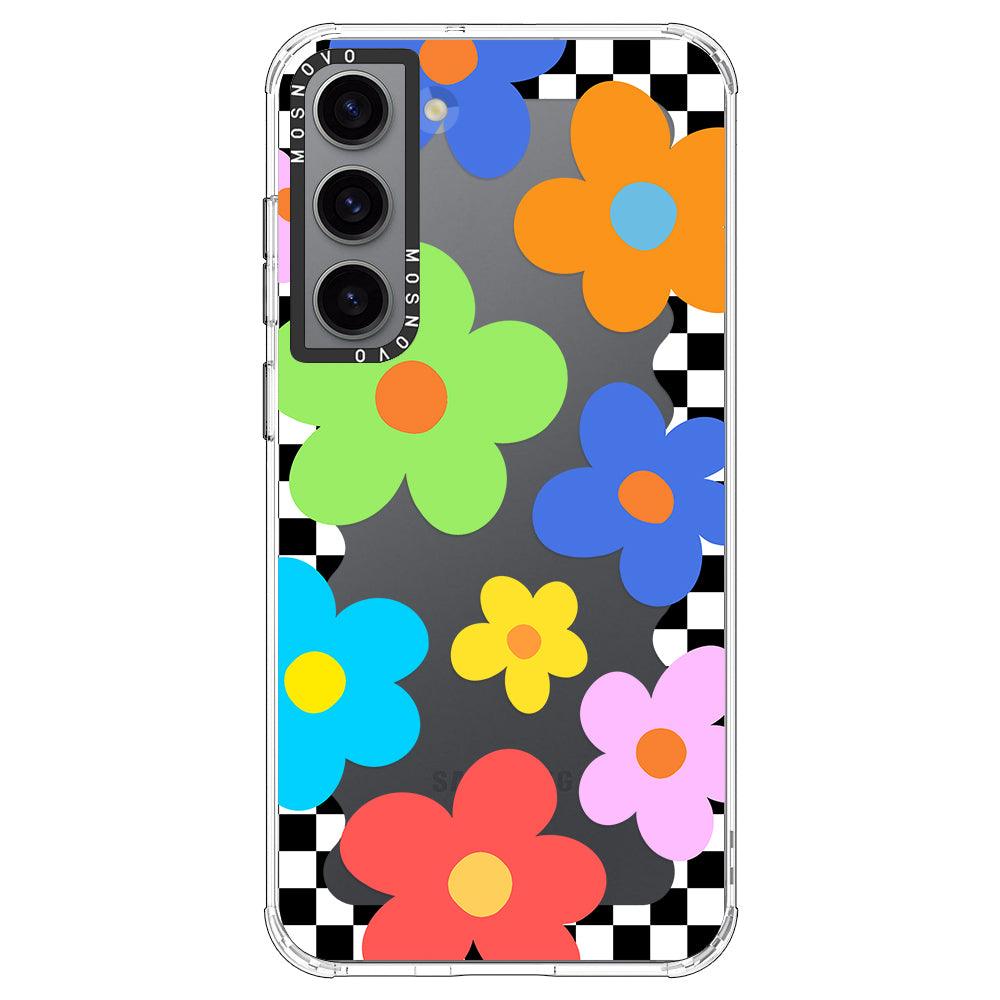 60's Checkered Floral Phone Case - Samsung Galaxy S23 Case