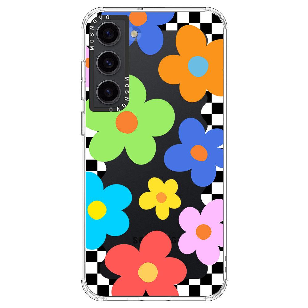 60's Checkered Floral Phone Case - Samsung Galaxy S23 Case