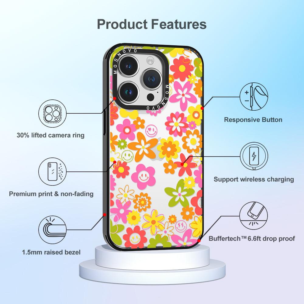 70's Groovy Floral Phone Case - iPhone 14 Pro Case - MOSNOVO