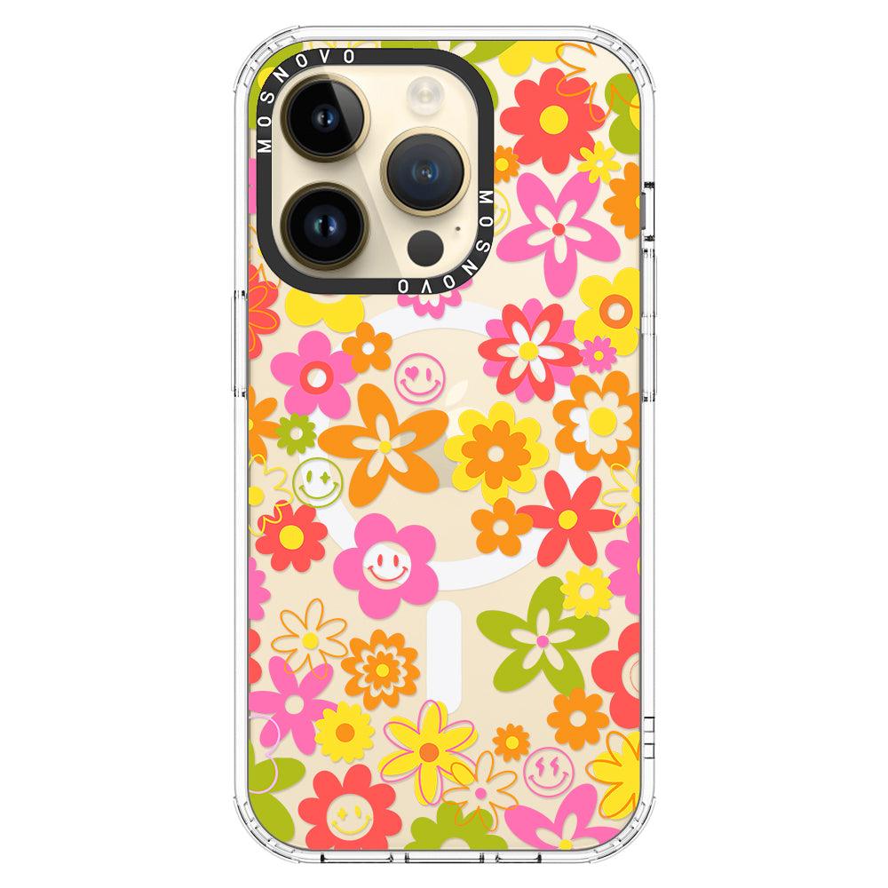 70's Groovy Floral Phone Case - iPhone 14 Pro Case - MOSNOVO