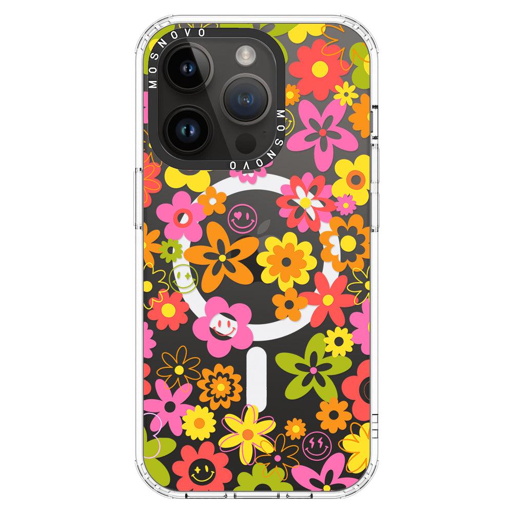 70's Groovy Floral Phone Case - iPhone 14 Pro Case - MOSNOVO