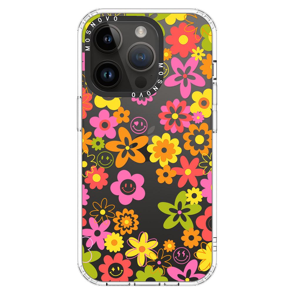 70's Groovy Floral Phone Case - iPhone 14 Pro Case - MOSNOVO