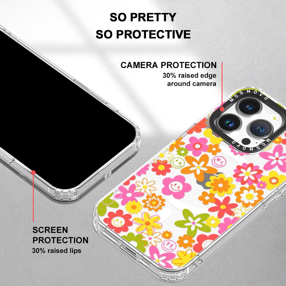 70's Groovy Floral Phone Case - iPhone 14 Pro Case - MOSNOVO