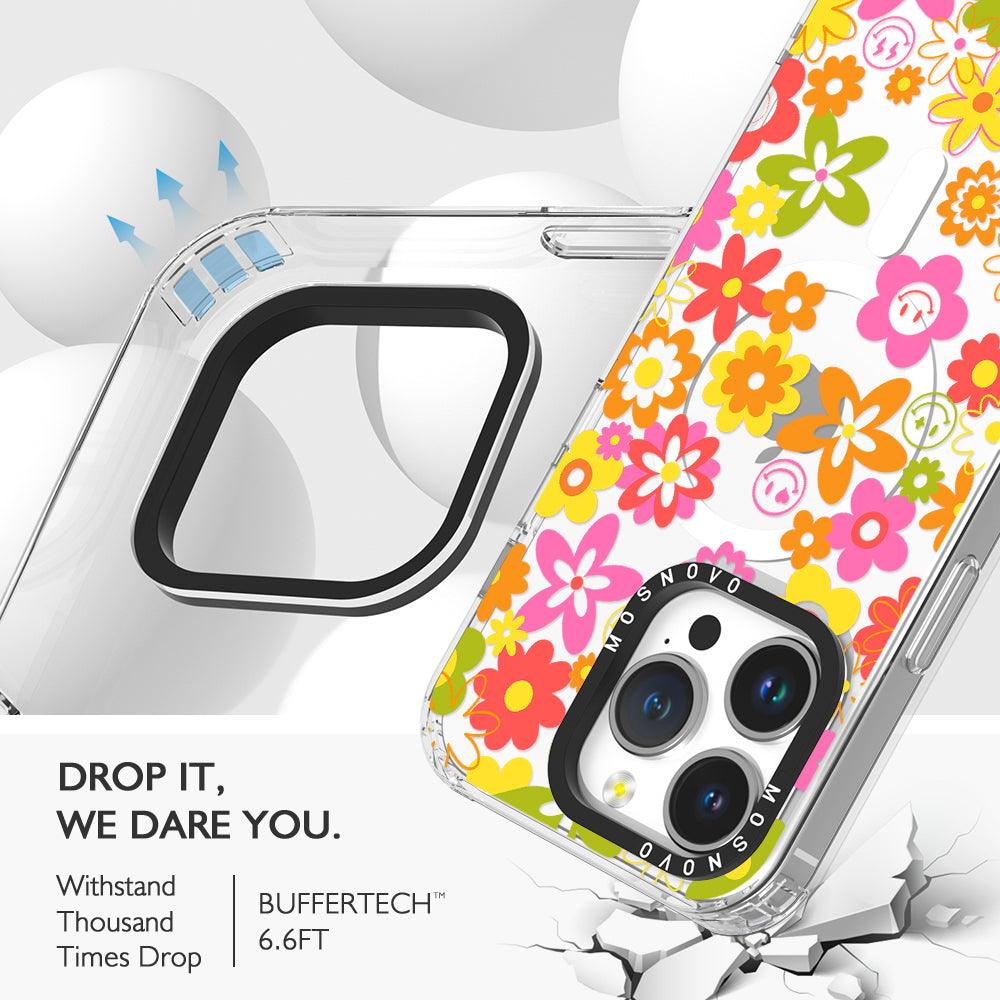 70's Groovy Floral Phone Case - iPhone 14 Pro Case - MOSNOVO