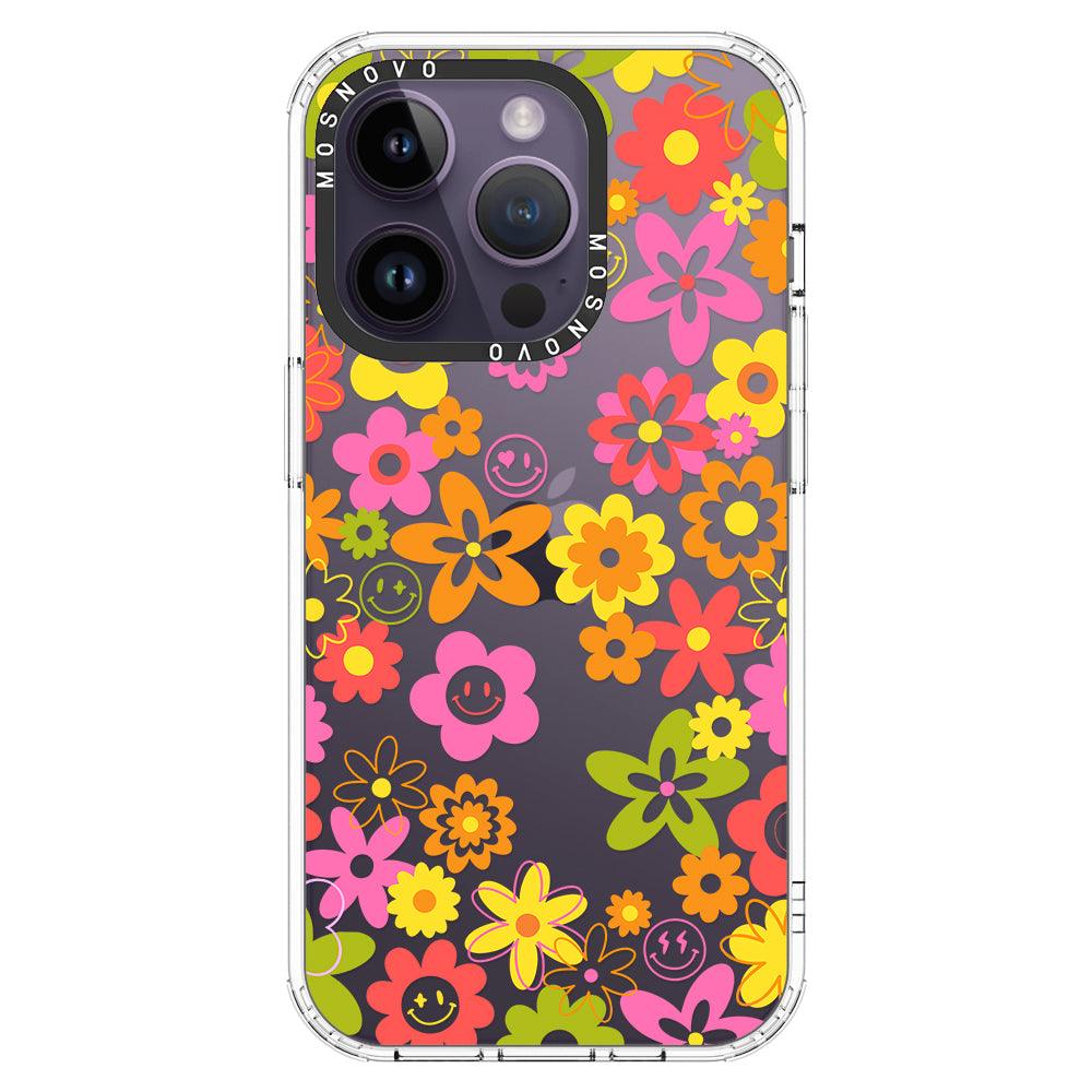 70's Groovy Floral Phone Case - iPhone 14 Pro Case - MOSNOVO