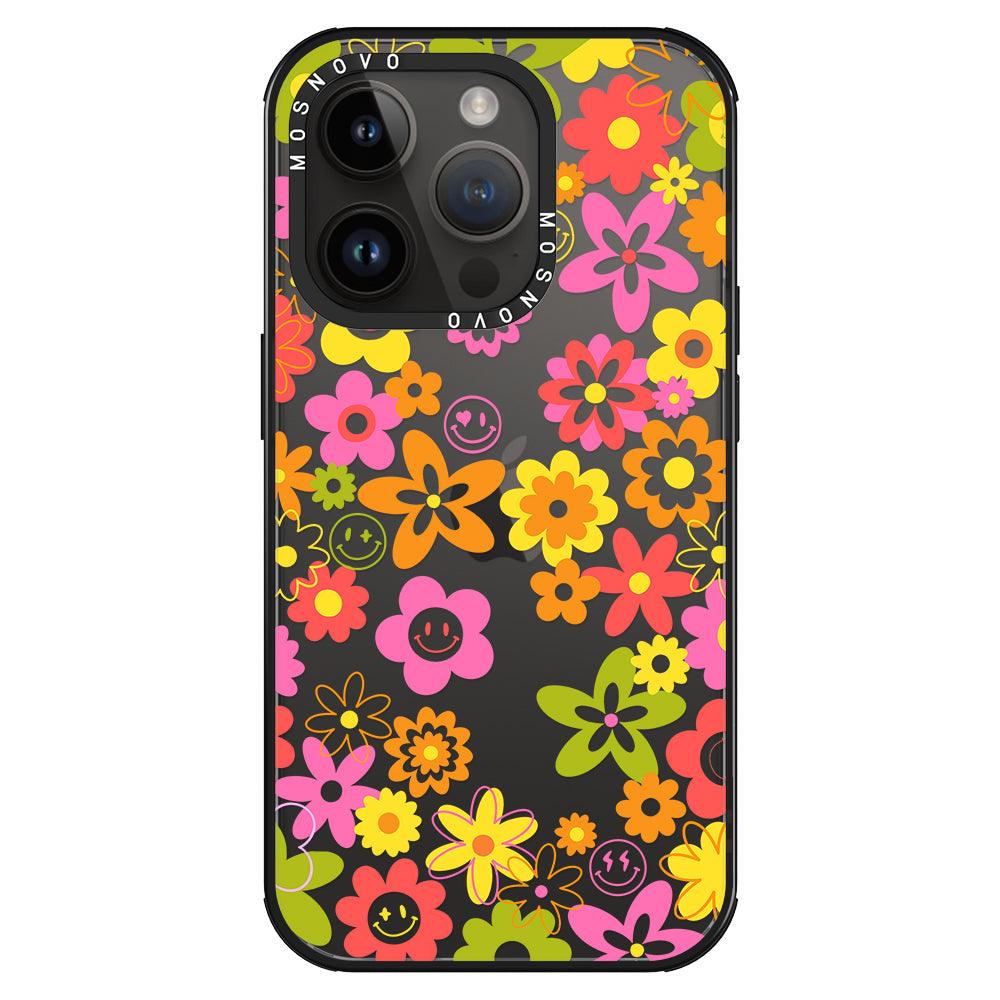 70's Groovy Floral Phone Case - iPhone 14 Pro Case - MOSNOVO